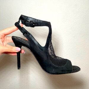 ALEXANDER WANG Womens Black Fishnet Piper Square Toe Stiletto Sandals 37